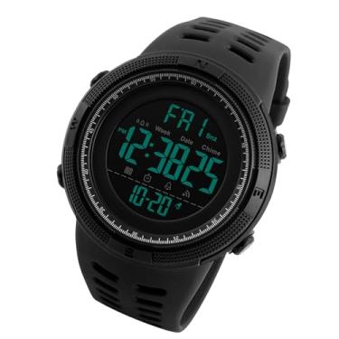 Imagem de ZJchao Relógios Esportivos Masculinos Relógio de Pulso Cronógrafo Digital Com Exibição de Tempo Duplo Cronômetro Alarme 50M à Prova D'água para Atividades Ao Ar Livre Em Execução Preto (Preto)