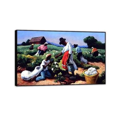 Imagem de Zeichn8u Thomas Hart Benton Paintings Wall Art Cotton Pickers Classic Art Reproduções Thomas Hart Benton Canvas Poster para sala de estar decoração de parede de casa 30x50 cm (30.5x50.8 cm) moldura