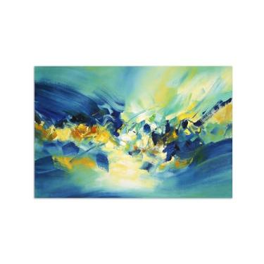 Imagem de Impressões abstratas em tela-Quadro texturizado para parede-Azul verde e amarelo 9-Pintura moderna para sala de estar 30x45cm Sem Moldura