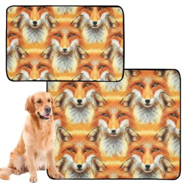 Imagem de Cute Fox Orange Animal Pet Lavável Tapete Impermeável Antiderrapante Reutilizável Almofadas Absorventes de Cachorro, Médio + Grande, Conjunto de 2