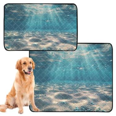 Imagem de TSENQUE Almofadas de xixi laváveis para animais de estimação 3D Underwater World Almofada reutilizável à prova d'água para cercadinho absorvente para filhotes, pequeno x pacote com 3