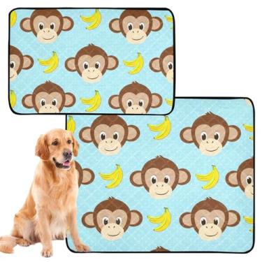 Imagem de TSENQUE Almofada reutilizável de macaco com bolinhas azuis fofas para gatos, almofadas de xixi para cães, lavável à prova d'água, tapete para gaiola de cachorro, absorvente, pequeno x pacote com 3