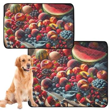 Imagem de Almofadas laváveis de verão frutas vermelhas para cães para animais de estimação, gatos, almofadas de treinamento reutilizáveis absorventes para filhotes de cachorro, tapete bonito à prova d'água