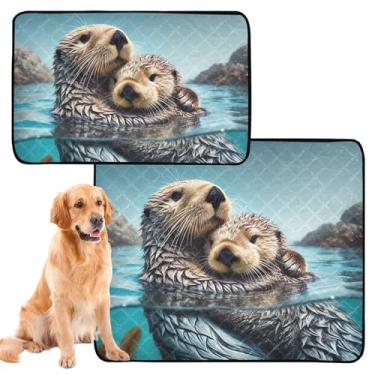 Imagem de Lontras fofas de animais laváveis almofadas de xixi para cães, almofada reutilizável para animais de estimação, tapete impermeável para cercadinho para cães, almofadas absorventes de treinamento para