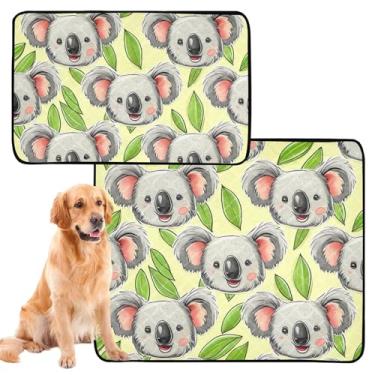 Imagem de Tapetes laváveis para xixi para cães, impermeável, para gaiola, rostos fofos de coala, amarelo claro, tapetes reutilizáveis para animais de estimação, absorventes de adestramento, pequeno x pacote com