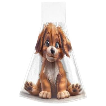 Imagem de Toalhas de mão de primavera com laços para pendurar desenhos animados miniatura filhote de cachorro toalhas de forno conjunto de 2, toalha de secagem de cozinha fofa ultra absorvente, 46 x 35