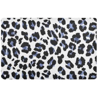 Imagem de TSENQUE Tapete de porta frontal de pantera com estampa de leopardo, tapete de boas-vindas, absorvente de água, antiderrapante, 81 x 50 cm