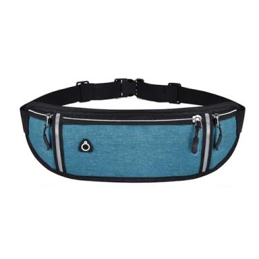 Imagem de Bolsa de cintura para corrida para mulheres e homens, impermeável, pochete com porta para fone de ouvido, acessórios esportivos modernos, Azul, Elegante