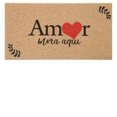 Imagem de Tapete Entrada Porta Casa Apartamento Capacho 40x60 40x75 Home Bem Vindo Diversos Bege Preto Cinza(Amor 40x75)
