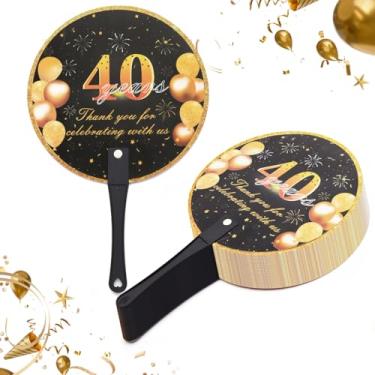 Imagem de TYHBO Lembranças de festa de aniversário de 40 anos, fãs de 40 anos para convidados, decorações de 40 anos, lembranças de 40 anos para convidados, fãs de plástico a granel (50 peças)