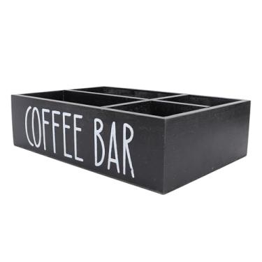 Imagem de Organizador da Estação de café de Madeira, Suporte para Saquinhos de chá de Madeira Com Divisor de Divisor, Coffee de Caixa de Armazenamento Recipiente para Cozinha de Bancada