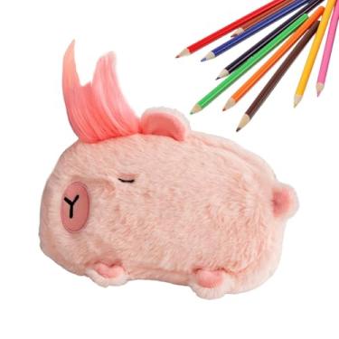 Imagem de Estojo de Papelaria Felpudo,de,Caixa para Canetas e Acessórios de Pelúcia Animal - para Casa Escritório Sala de Aula Faculdade Viagens