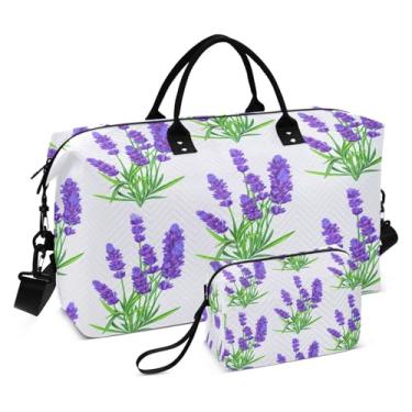 Imagem de CEBUGI Bolsa feminina acolchoada com folhas de lavanda para viagem de fim de semana, bolsa hospitalar para trabalho de parto e parto
