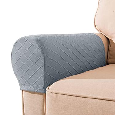 Imagem de Capas para descanso de braço, conjunto de 2 capas elásticas para poltrona para poltrona, para poltrona, para sofá, poltrona, elastano, capas de poliéster, cinza claro