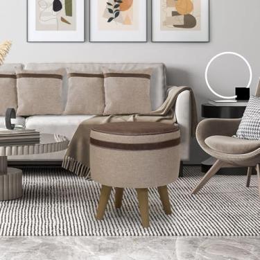 Imagem de Puff Lúmina Moderno – Estrutura em Linho e Courino com 4 Pés Plásticos (LUMINA BEGE)