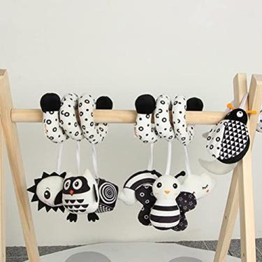 Imagem de aqxreight Bebê Berço Carrinho de bebê Pendurado Brinquedos Preto e Branco Carrinho de Carro Assento de Carro Brinquedo Pendurado Chocalhos para Crianças Recém-nascidas Visual do e o Pode Cores
