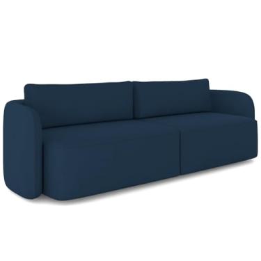 Imagem de Sofá 3 Lugares Sala Living Orgânico 240cm Oregon K01 Veludo Azul Marinho - Lyam Decor