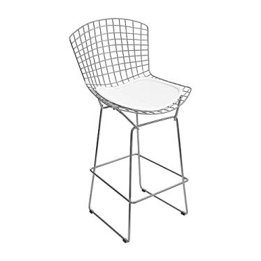 Imagem de Banqueta Bertoia Cromada D80 Assento Sintético Branco