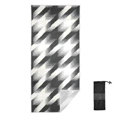 Imagem de Joitme Toalhas modernas Houndstooth Blur pretas infantis, tamanho P, toalha de praia de secagem rápida, toalhas de natação para nadadores