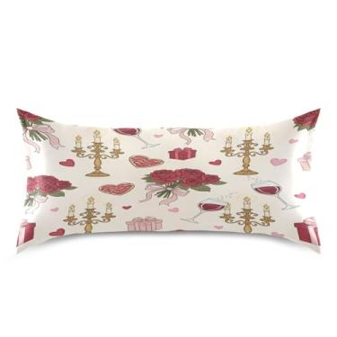 Imagem de Blueangle Fronha de cetim refrescante para cabelo e pele, buquês de rosas do Dia dos Namorados, tamanho king 50,8 x 101,6 cm com fecho de envelope (788)