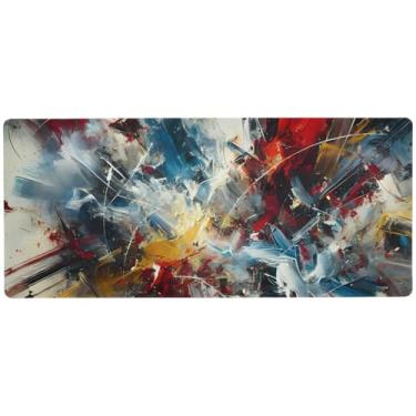Imagem de Mouse pad vermelho de cores explosivas com controle de precisão, tapete de mouse tamanho de mesa, 80 x 30 cm, tapete de mesa de computador