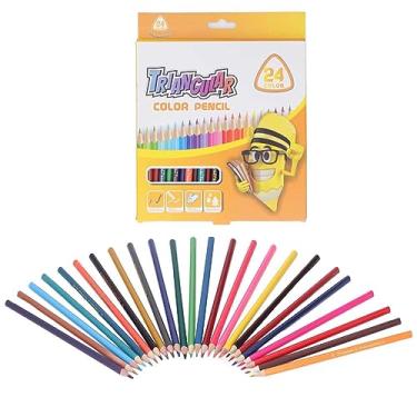 Imagem de SIWOTED 24pcs Lápis de cor Suporte de caneta triangular Aperto confortável Kit de lápis de desenho brilhante com cobertura de coloração brilhante