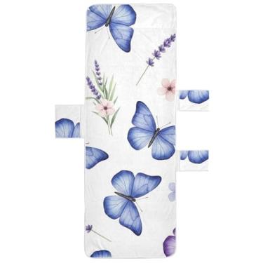 Imagem de Aquarela azul roxo borboletas chaise lounge capa de cadeira toalhas de piscina lounge praia espreguiçadeira espreguiçadeira de praia 203 x 76 centímetros