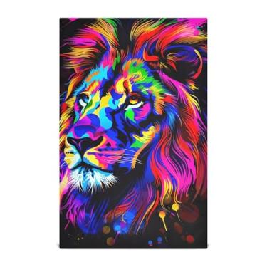 Imagem de Joisal Toalhas de mão de chá bonito leão tinta colorida tinta decorativa panos de prato para cozinha panos de prato absorventes de banheiro 45 x 71 cm, 1 pacote