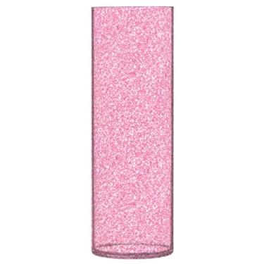 Imagem de CEBUGI Vaso de flores de fundo com glitter, vaso cilíndrico de 10 x 30 cm para flores, vaso transparente inquebrável para decoração de casa de festa de casamento
