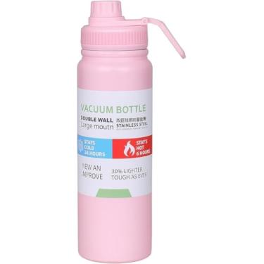 Imagem de Garrafa Térmica Esportiva de Aço Inox, 800ml, Parede Dupla Isolada a Vácuo, Antivazamento com Alça, para Academia, Fitness, Corrida, Escritório (Rosa)