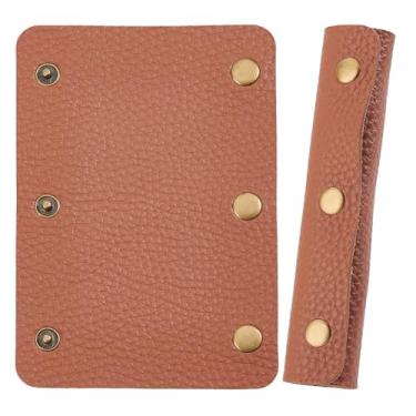 Imagem de Beebeecraft Capas de alça de mão sela marrom PU couro envoltório capas bolsa alças protetores com botões de pressão de ferro para bagagem, compras, viagem, bolsa, mala