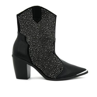 Imagem de Bota Vizzano Original Salto Grosso Western Feminino 111, 37, Preto