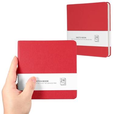 Imagem de PATIKIL Caderno de desenho pequeno, 14 x 13 cm, pacote com 2, mini bloco de papel aquarela, 300 g/m2, papel grosso, 24 folhas/48 páginas, bolso quadrado para desenhar, viagem, artista, adultos