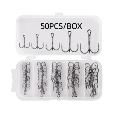 Imagem de Anzóis De Pesca Em Aço Carbono De Alta Qualidade, Caixa Com 50 Peças, 