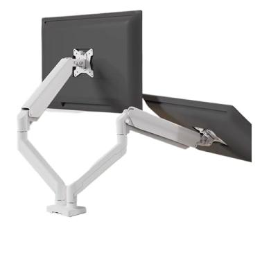 Imagem de Suporte duplo para monitor totalmente ajustável, suporte giratório com grampo C para telas de computador de 13 a 32 polegadas (branco)