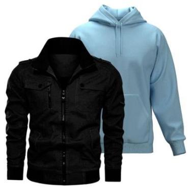 Imagem de Kit Jaqueta De Sarja Moderna e Blusa De Moletom Com Capuz-Masculino