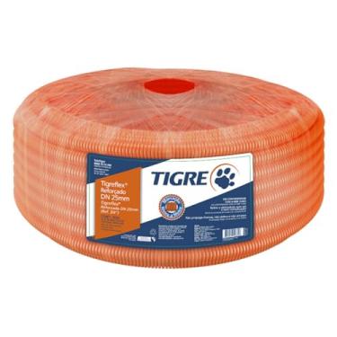Imagem de Eletroduto Tigre Tigreflex 3/4 Reforçado Laranja 25mm Conduíte PVC Alta Resistência