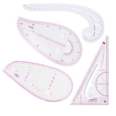 Imagem de 4PCS Régua Métrica Francesa Roupas Fashion Réguas de Curva para Grading Ferramentas Costura Design Padrões Trabalhos Manuais Modelo Desenho Flexível Alta Precisão Plástico