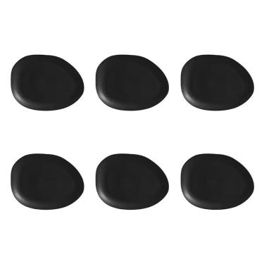 Imagem de Cj De Pratos Rasos Ovais Orgânico Porto Brasil Preto