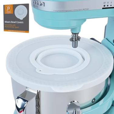 Imagem de Tampa de tigela de silicone compatível com batedeiras KitchenAid de 6 a 7 litros, tampa de tigela à prova de poeira e respingos (branca)