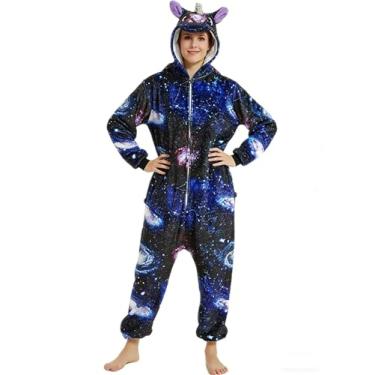 Imagem de Plustrong Fantasia de unicórnio de galáxia, macacão adulto feminino e masculino, fantasia de Halloween, cosplay, Unicórnio Galaxy, M