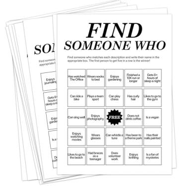 Imagem de Sahjzk Office Bingo Cards, 25 Unique Randomized 5x7 Sheets, Get to Know You Bingo Game for Adults, Ice Breaker Office Party Games, Team Building Games for Work, High Replay Value - B004