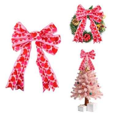 Imagem de hhdatc Arco de coroa de coração vermelho e rosa para o dia dos namorados, casamentos, festas, decoração de casa e porta da frente (1 pacote)