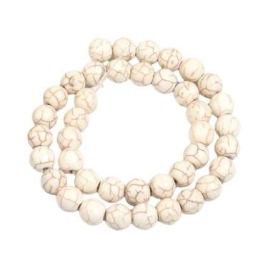 Imagem de Contas De Pedra Natural Turquesa Branca 3-20mm Contas Redondas Soltas 