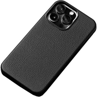 Imagem de MAALYA Capa para Apple iPhone 14 Plus 6,7 polegadas 2022, textura de lichia italiana totalmente envolvida à prova de choque capa de telefone traseira [proteção de tela e câmera] (Cor: Preto)