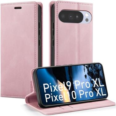 Imagem de Capa carteira para Google Pixel 9 Pro XL/10 Pro XL com suporte para cartão [bloqueio RFID] suporte magnético, capa flip de couro macio para Google Pixel 9 Pro XL/10 Pro XL 6,8 polegadas (rosa)