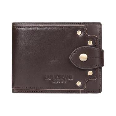 Imagem de Carteira De Couro Slim Masculina Com Bloqueio RFID, Tri-Fold, Com Jane