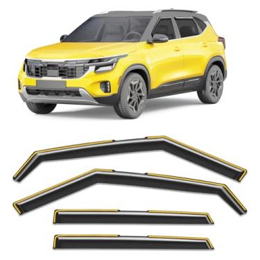 Imagem de Goholy Protetor de chuva de janela no canal para Kia Seltos 2021-2026 protetores de chuva viseiras de janela lateral viseira de ventilação de perfil baixo defletores de janela persianas de ventilação