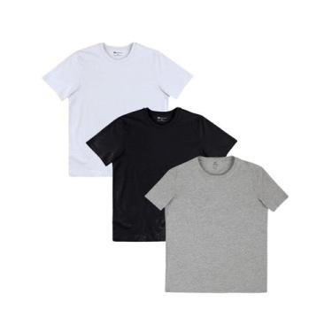 Imagem de Kit com 3 Camisetas Masculina Hering 4fv2, Cinza, XG