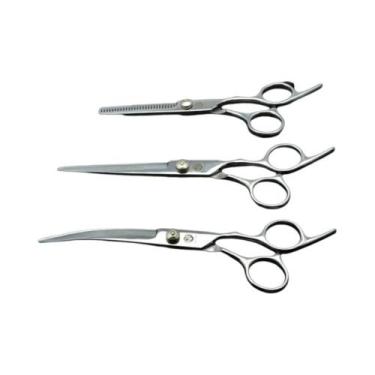 Imagem de Tesoura De Corte E Desbaste Curva Para Tosa De Cães E Gatos, Aço Inoxi